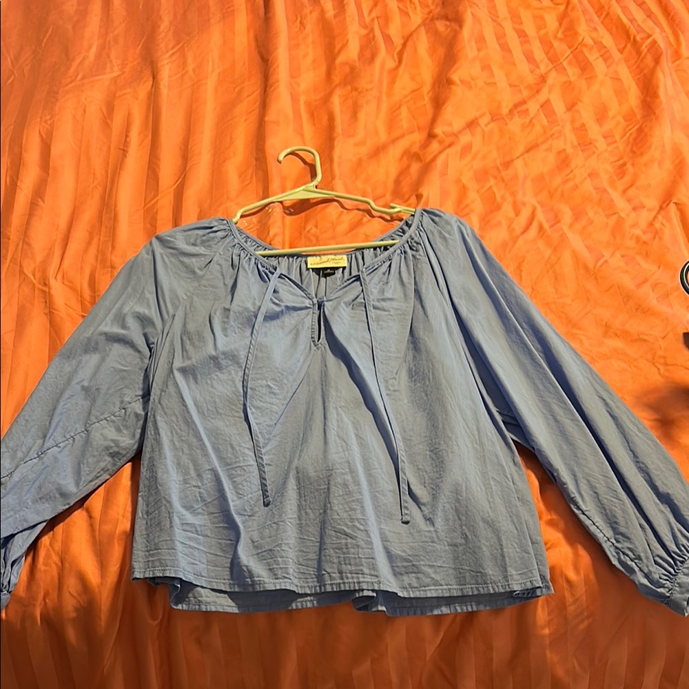 Universal Thread Blue Long Sleeve Boxy Blouse